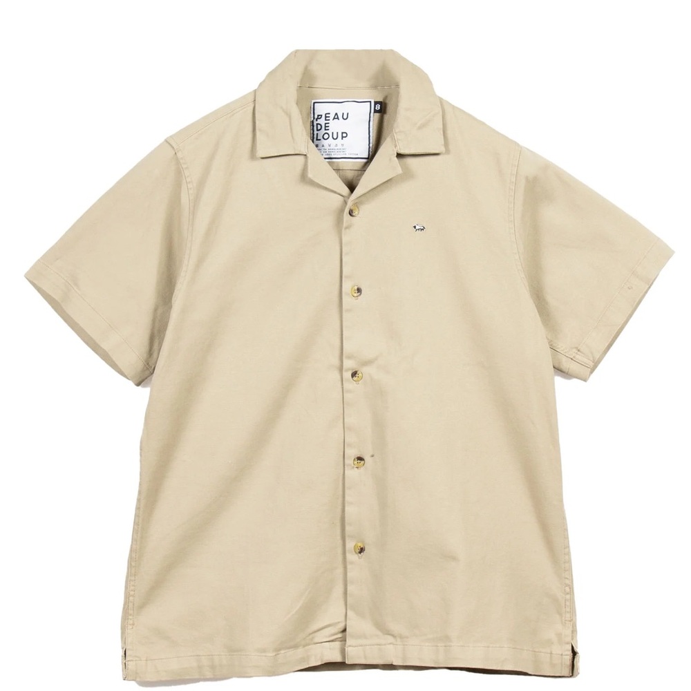 Peau De Loup Tan Camp Collar Button Down Shirt